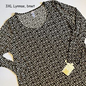 3XL Lularoe Lynnae long-sleeve top, grey with white dots